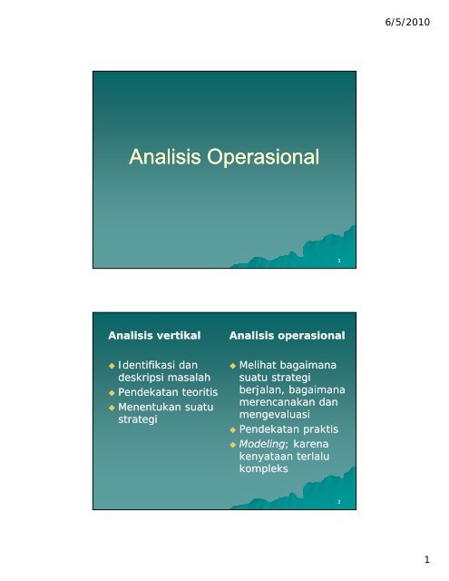 Analisis Operasional - KMPK