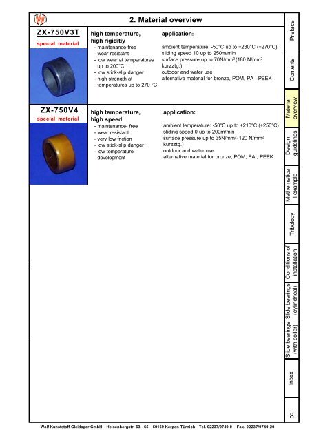 Slide bearings - Wolf Kunststoff-Gleitlager GmbH
