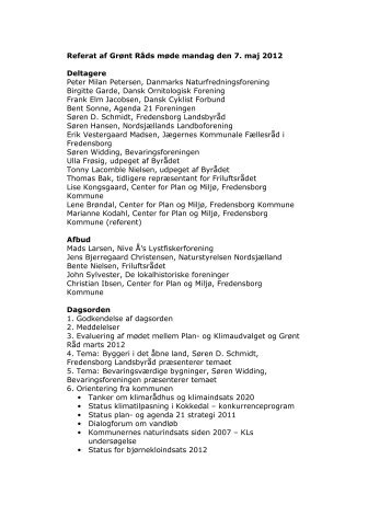 Referat af GrÃ¸nt RÃ¥ds mÃ¸de mandag den 7. maj 2012 Deltagere ...
