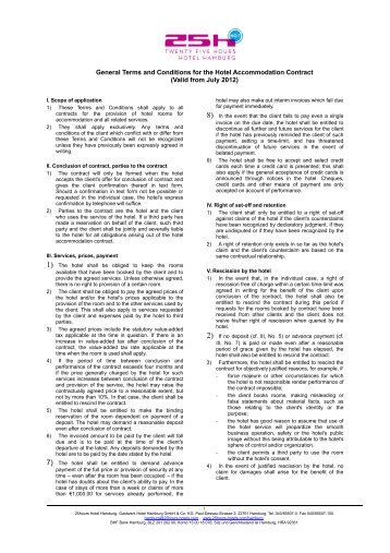 General Terms and Conditions for the Hotel ... - 25hours Hotels