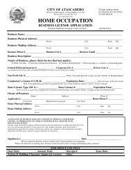 home occupation business license application - City of Atascadero