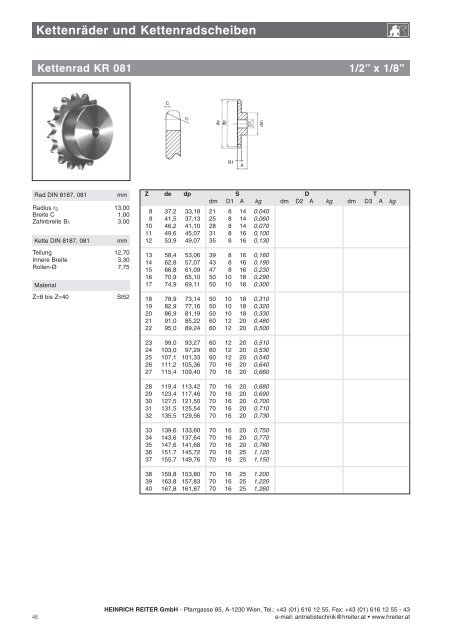 HEINRICH REITER GmbH - Pfarrgasse 85, A-1230 Wien, Tel.: +43 ...