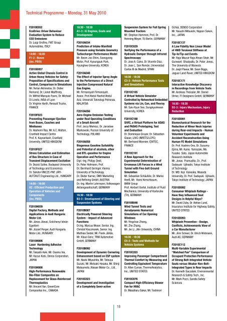 Preliminary Programme - FISITA 2010 World Automotive Congress