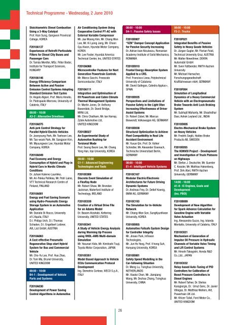 Preliminary Programme - FISITA 2010 World Automotive Congress