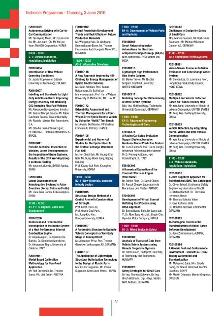 Preliminary Programme - FISITA 2010 World Automotive Congress