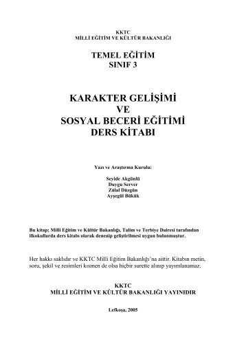 Karakter Gelişimi İlkokul 3. sınıf - talim terbiye dairesi müdürlüğü