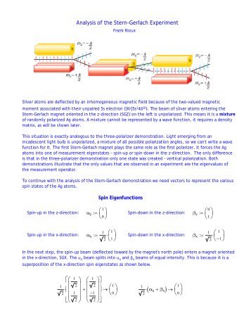 Related Analysis of the Stern-Gerlach Experiment - Users.csbsju.edu