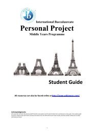 MYP Personal Project Student Guide - International School of Paris