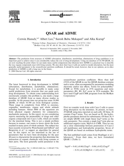 QSAR and ADME - INCT-Inofar