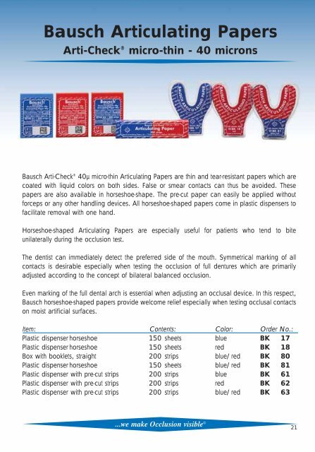 Articulating and Occlusion Test Materials - Janouch Dental