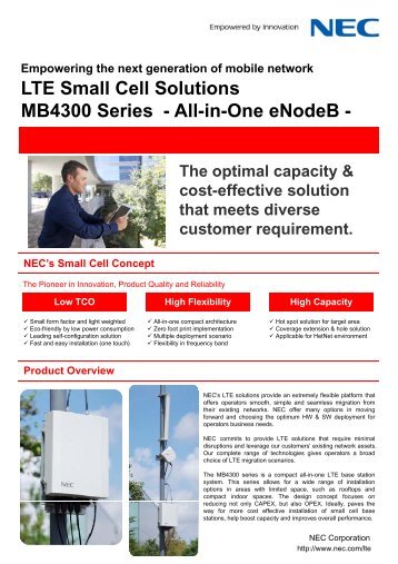 LTE Small Cell Solutions MB4300 Series - All-in-One eNodeB - - Nec