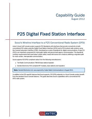 P25 DFSI Capability Guide - Avtec Inc.