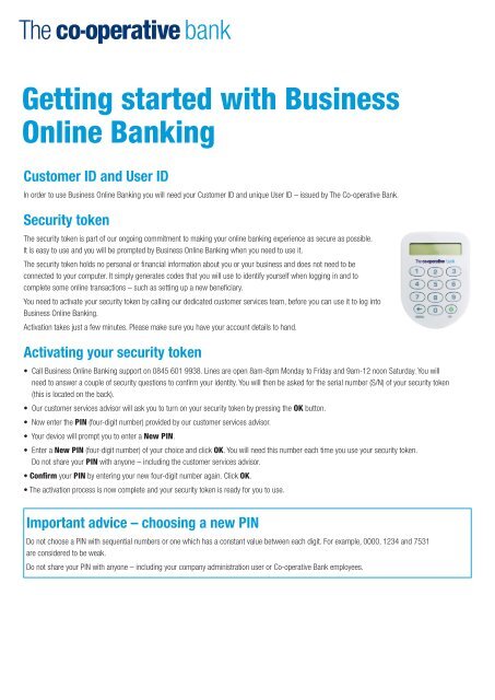 Getting started with Business Online Banking - The Co-operative Bank