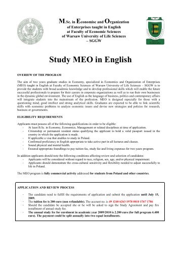 Study MEO in English - SGGW