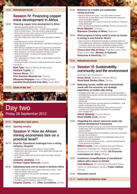 26-28 September 2012 Southern Sun Ridgeway, Lusaka, Zambia ...