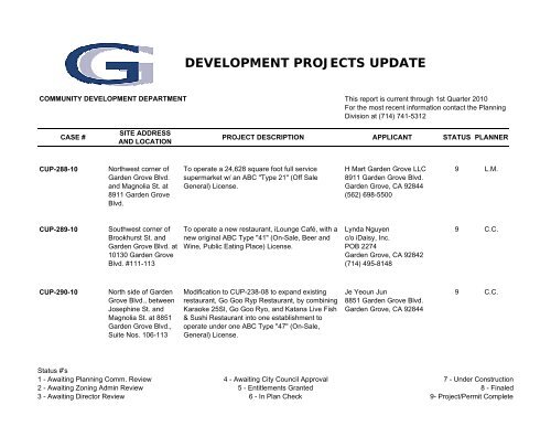 development projects update - Garden Grove