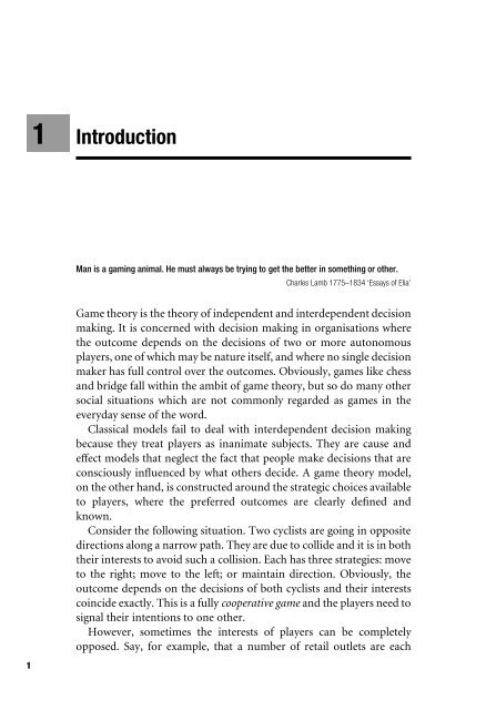 Decision Making using Game Theory: An introduction for managers