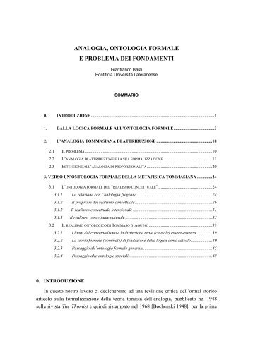 analogia, ontologia formale e problema dei fondamenti - STOQ