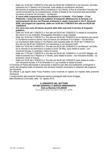 Modello ordinanza sindaco_dirigente - Comune di Ortona