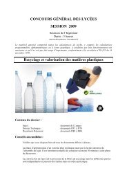 Recyclage et valorisation des matières plastiques - Sciences de l ...