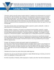 Limited Warranty - Visionaire Lighting, LLC