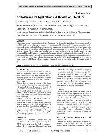 Chitosan and Its Applications: A Review of Literature - International ...