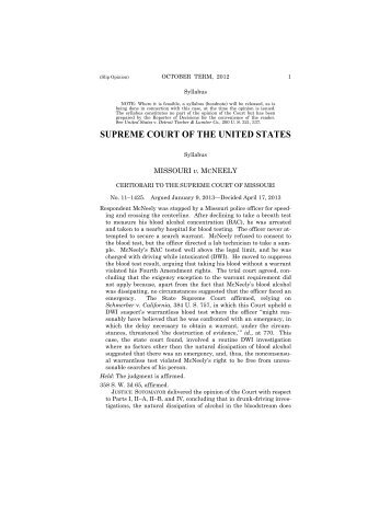 Missouri v. McNeely - Supreme Court of the United States