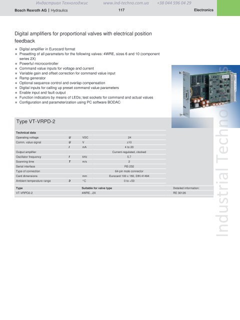 Industrial Hydraulics Hydraulic and Electronic Components