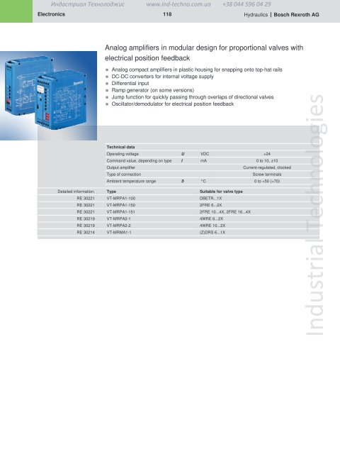 Industrial Hydraulics Hydraulic and Electronic Components