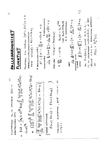 Legendren liittofunktiot, palloharmoniset funktiot, Besselin funktiot ...