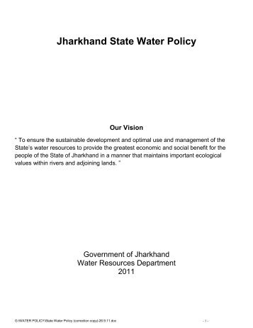 Jharkhand State Water Policy