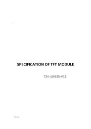 specification of tft module t24-ili9325-v12