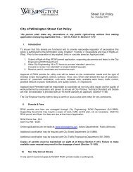 Street Cut Policy - City of Wilmington