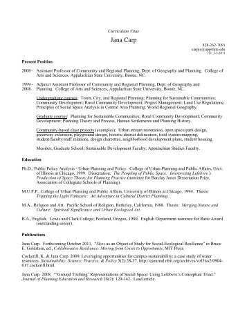 Curriculum Vitae - Department of Geography and Planning