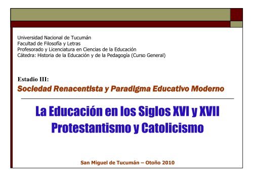 La EducaciÃ³n en los Siglos XVI y XVII Protestantismo y ... - Xooimage