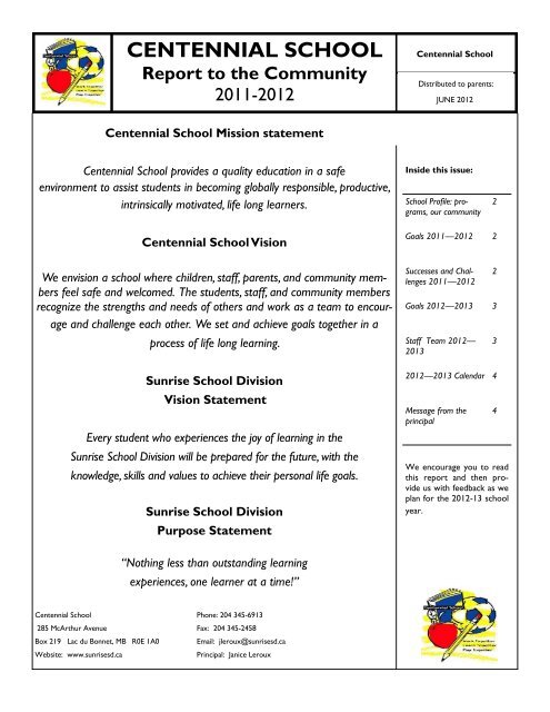 Community Report 2011-12.pdf - Sunrise School Division