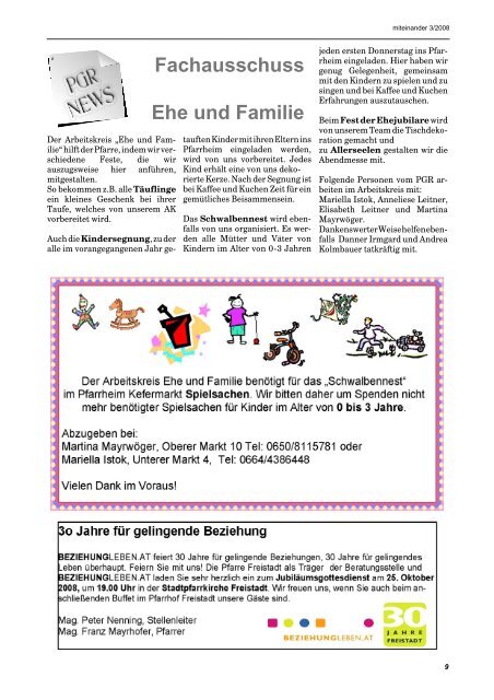 Pfarrblatt September 2008 - Pfarre Kefermarkt