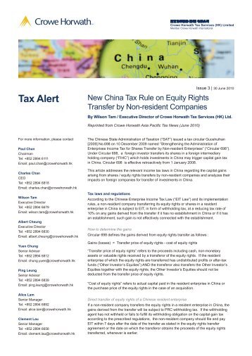 New China Tax Rule on Equity Rights Transfer by Non-resident ...