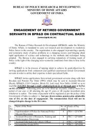 engagement of retired government servants in bpr&d on contractual ...