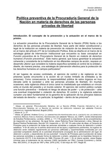 PolÃ­tica de la PGN sobre los derechos de los presos - ProcuradurÃ­a ...