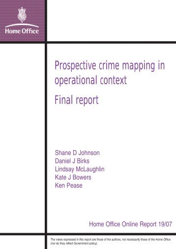 Prospective crime mapping in operational context Final report