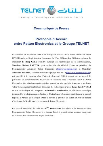 Communiqué de presse - Telnet