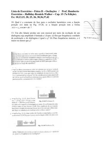 Lista de Exercícios – Física II – Oscilações / Prof. Humberto ...