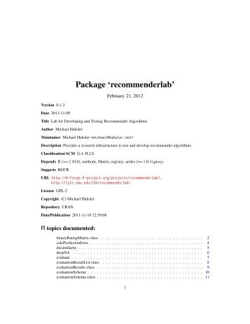 Package 'recommenderlab'