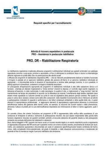 PRO. DR - Agenzia di SanitÃ  Pubblica della Regione Lazio