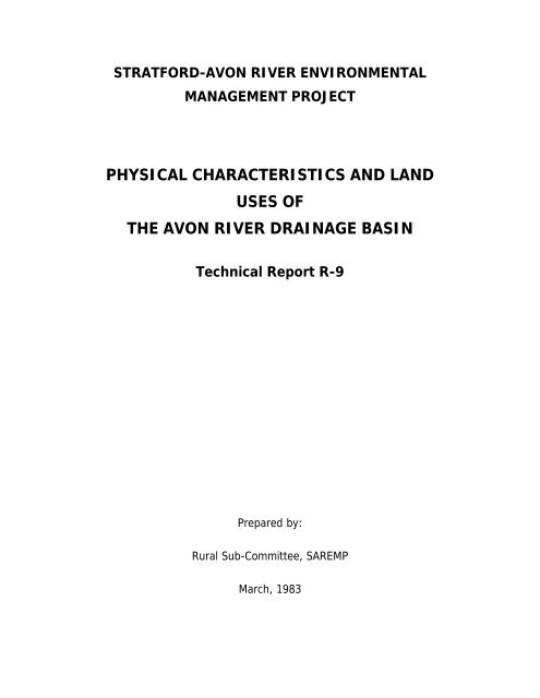 Physical Characteristics and Land Uses of the Avon River Drainage ...
