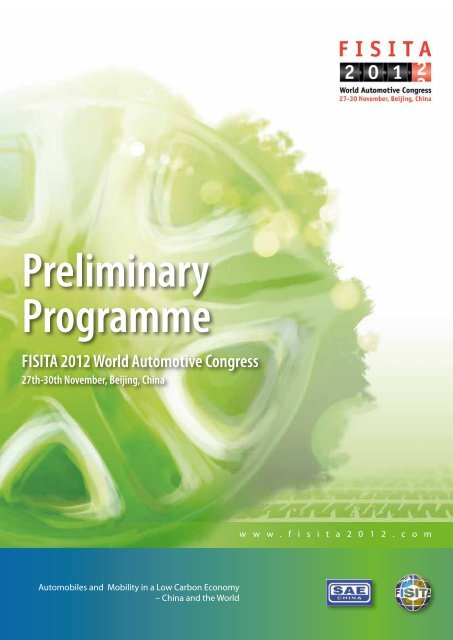 Preliminary Programme - FISITA 2012 World Automotive Congress