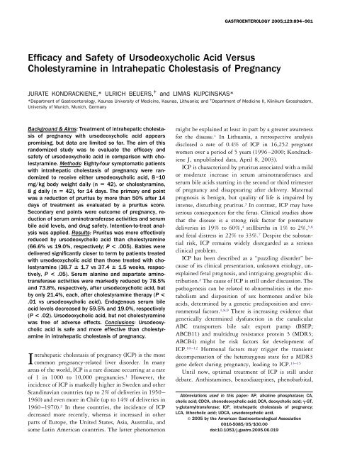 Efficacy and Safety of Ursodeoxycholic Acid Versus Cholestyramine ...