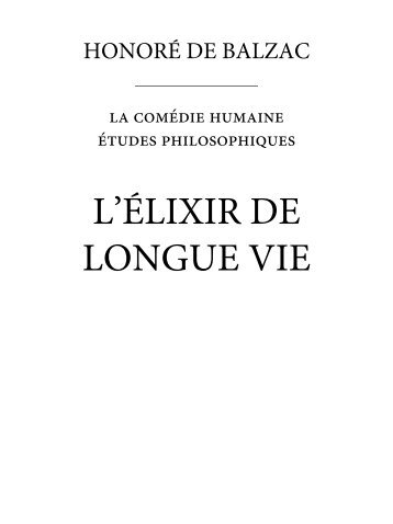 L'élixir de longue vie