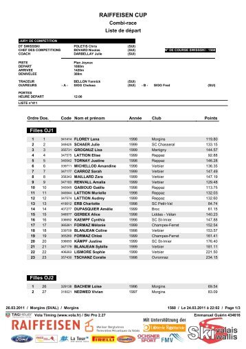 Liste de dÃ©part - data ski-valais